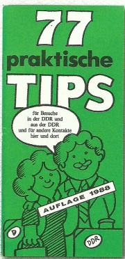 77 практических советов для тех, кто путешествует в ГДР. 1988, издательство Федерального министрерства по немецко-немецким отношениям